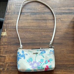 Calvin Klein Floral Crossbody Bag - Cream and Blue